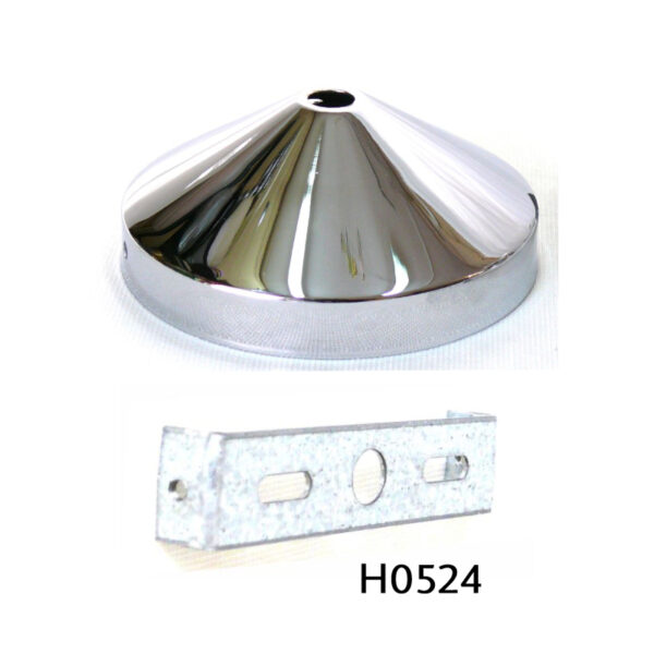 Florón cónico Ø90x40mm cromo + trasera H0524