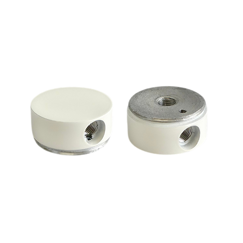 Tapa roscada Ø40x19mm 2 taladros (L) M10/100 + M4 blanco roto