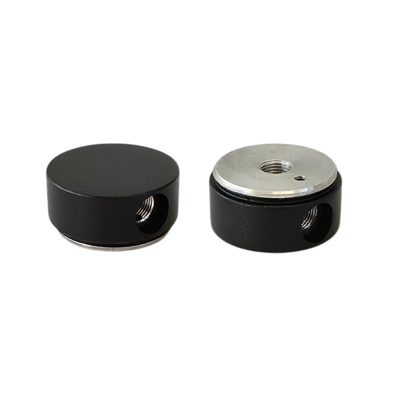 Tapa roscada Ø40x19mm 2 taladros (L) M10/100 + M4 negro texturado